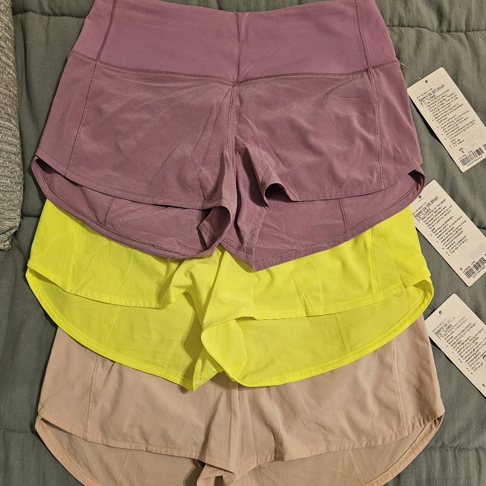 All 3- New with tags Lululemon speed up high rise shorts size 8